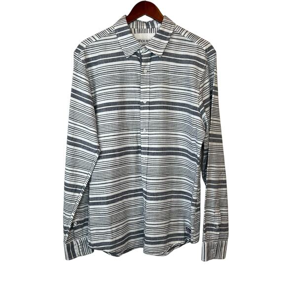 GUESS Long Sleeve Button Down Shirt 100% Cotton in Gray and White Size Large - Picture 1 of 9